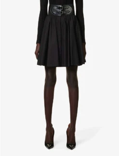 Belted High-rise Cotton Mini Skirt 9 Belted High-rise Cotton Mini Skirt -VogueVibe Store R04179410 NOIR ALT02