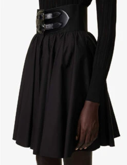 Belted High-rise Cotton Mini Skirt 11 Belted High-rise Cotton Mini Skirt -VogueVibe Store R04179410 NOIR ALT04