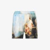 Roberto Cavalli Graphic-print Mid-rise Silk Shorts -VogueVibe Store R04179645 MULTICOLOUR M