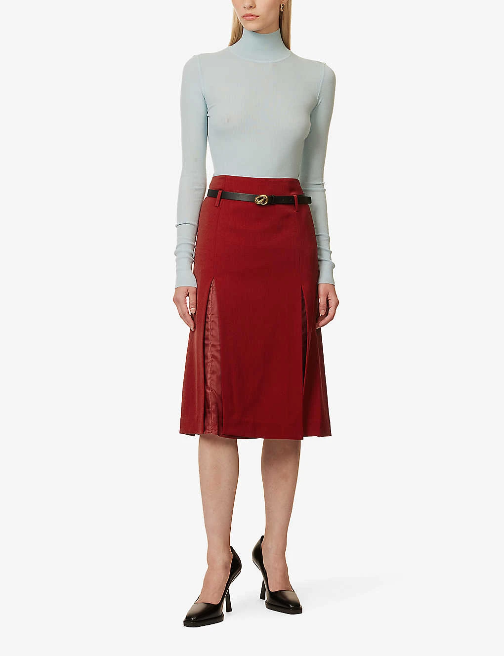 Victoria Beckham Split-front Woven-blend Midi Skirt 4 Victoria Beckham Split-front Woven-blend Midi Skirt - Image 2