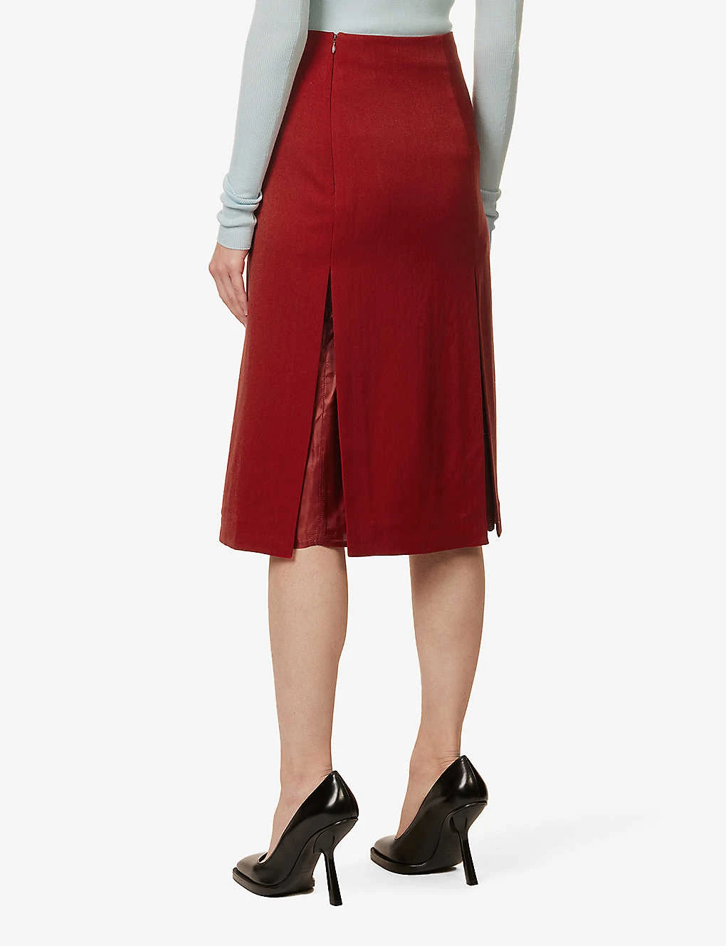 Victoria Beckham Split-front Woven-blend Midi Skirt 6 Victoria Beckham Split-front Woven-blend Midi Skirt - Image 4