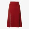 Victoria Beckham Split-front Woven-blend Midi Skirt -VogueVibe Store R04180554 POPPYRED M