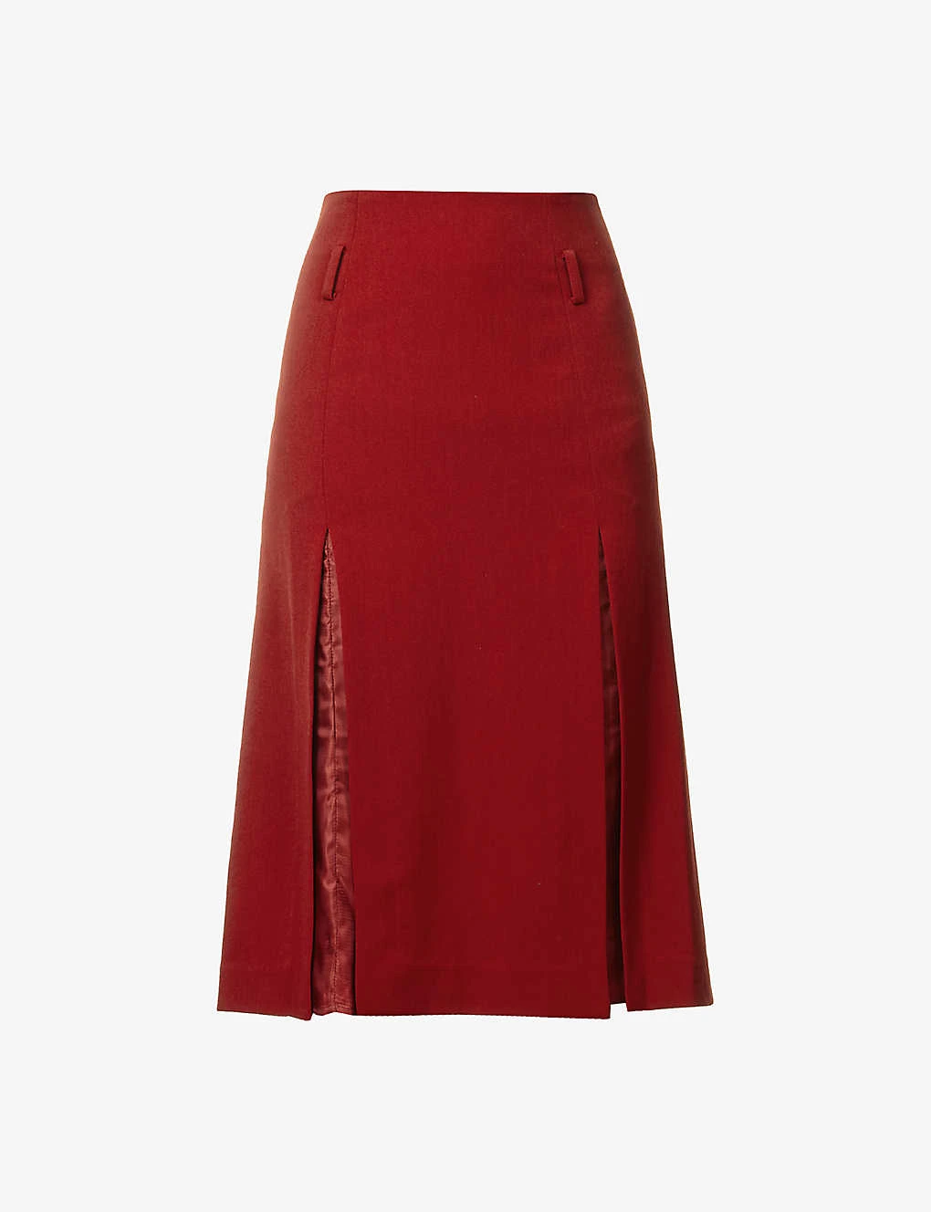 Victoria Beckham Split-front Woven-blend Midi Skirt 3 Victoria Beckham Split-front Woven-blend Midi Skirt