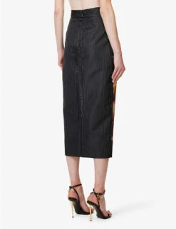 Roberto Cavalli Wild Leda Rococo-print High-rise Satin Midi Skirt 10 Roberto Cavalli Wild Leda Rococo-print High-rise Satin Midi Skirt -VogueVibe Store R04180669 MULTICOLOUR ALT03