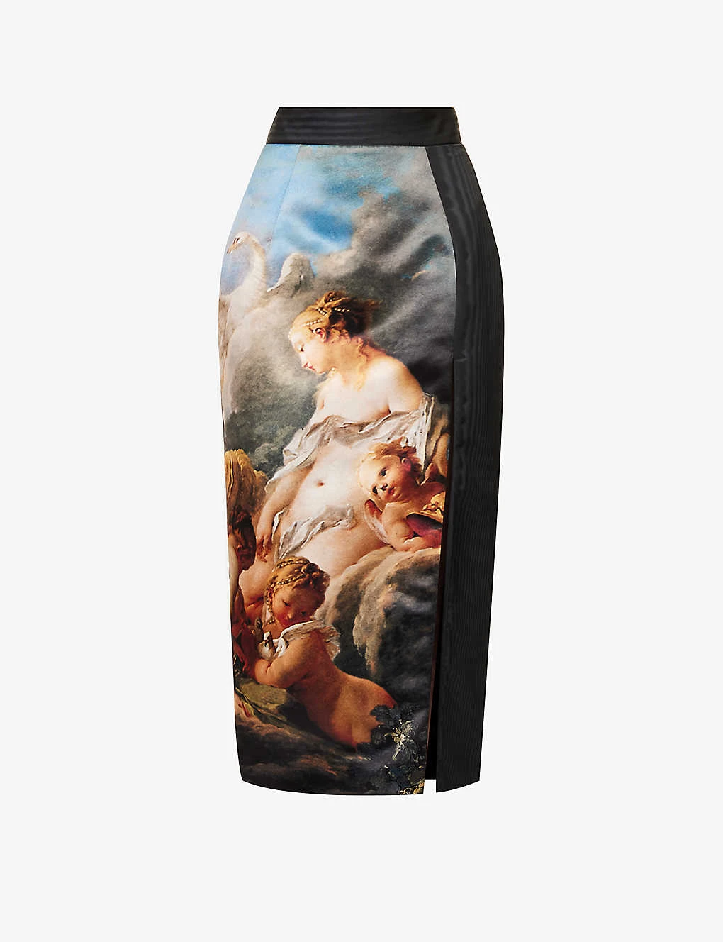 Roberto Cavalli Wild Leda Rococo-print High-rise Satin Midi Skirt