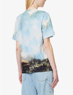 Roberto Cavalli Graphic-print Short-sleeved Cotton-jersey T-shirt -VogueVibe Store R04180673 MULTICOLOUR ALT03