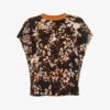 Dries Van Noten Floral-print Contrasting-back Cotton-blend T-shirt -VogueVibe Store R04180736 RUST M