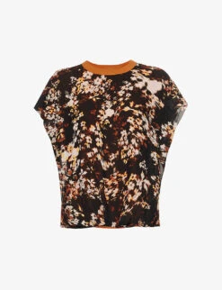 Dries Van Noten Floral-print Contrasting-back Cotton-blend T-shirt