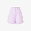 By Malina Edita High-rise Linen-blend Shorts -VogueVibe Store R04180775 VIOLET M