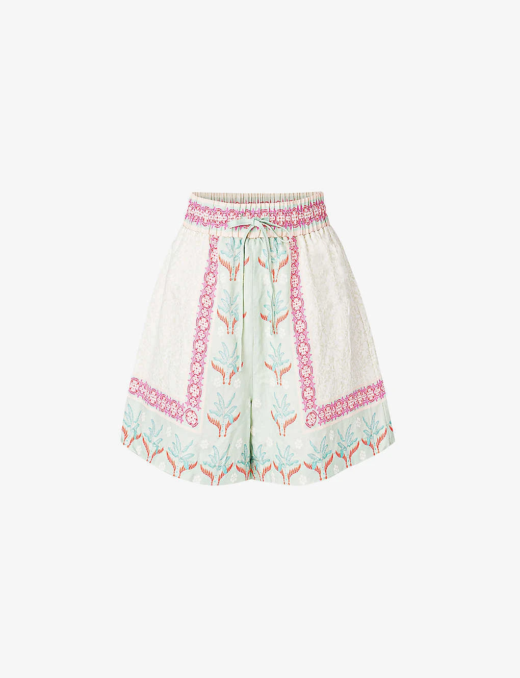 By Malina Minerva Abstract-print Linen-blend Shorts