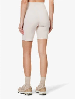 365 Second Skin High-rise Fitted Stretch Recycled-polyamide Shorts -VogueVibe Store R04180891 STONE ALT03