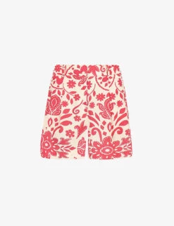 Paisley Graphic-pattern High-rise Cotton Shorts