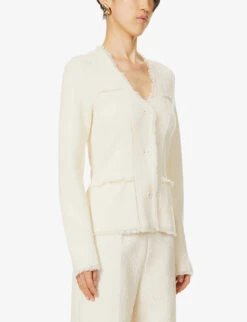 Medina Exposed-seam Cotton-blend Knitted Jacket -VogueVibe Store R04181280 NATURALWHITE ALT02
