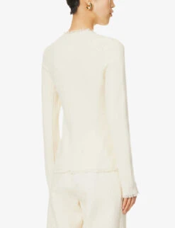 Medina Exposed-seam Cotton-blend Knitted Jacket -VogueVibe Store R04181280 NATURALWHITE ALT03