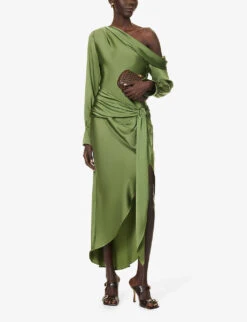 Elisabetta Asymmetric Satin Midi Skirt -VogueVibe Store R04181291 NORI ALT01