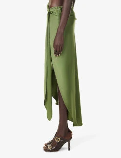 Elisabetta Asymmetric Satin Midi Skirt -VogueVibe Store R04181291 NORI ALT02