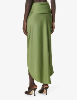 Elisabetta Asymmetric Satin Midi Skirt -VogueVibe Store R04181291 NORI ALT03