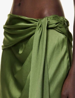Elisabetta Asymmetric Satin Midi Skirt -VogueVibe Store R04181291 NORI ALT04