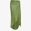 Elisabetta Asymmetric Satin Midi Skirt -VogueVibe Store R04181291 NORI M