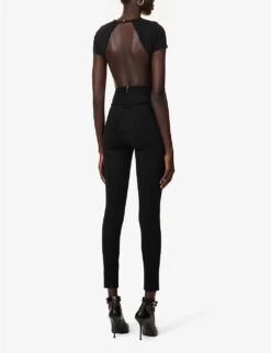 Backless Obsidian-embellished Stretch-cotton Top -VogueVibe Store R04181379 BLACK ALT01