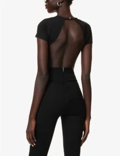 Backless Obsidian-embellished Stretch-cotton Top -VogueVibe Store R04181379 BLACK ALT03