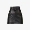 Obsidian-embellished High-waist Leather Mini Skirt 2 Obsidian-embellished High-waist Leather Mini Skirt -VogueVibe Store R04181381 BLACK M