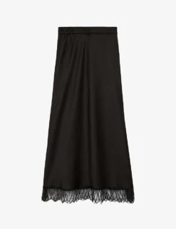 THE KOOPLES Scalloped Lace-trim High-rise Silk Midi Skirt