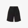 ME AND EM Textured High-rise Stretch-woven City Shorts -VogueVibe Store R04181883 BLACK M