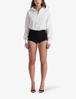 Tahni High-rise Stretch-woven Shorts -VogueVibe Store R04181954 BLACK ALT01