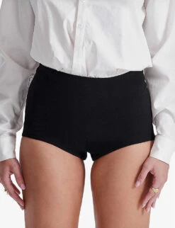 Tahni High-rise Stretch-woven Shorts -VogueVibe Store R04181954 BLACK ALT02