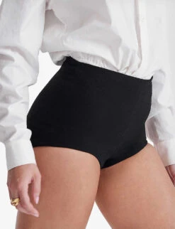 Tahni High-rise Stretch-woven Shorts -VogueVibe Store R04181954 BLACK ALT04