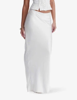 Sydel Bias-cut Stretch-satin Maxi Skirt -VogueVibe Store R04181985 WHITE ALT02