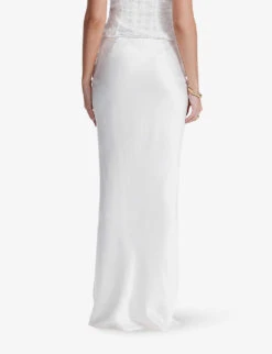 Sydel Bias-cut Stretch-satin Maxi Skirt -VogueVibe Store R04181985 WHITE ALT03