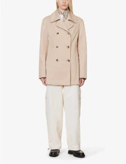 Toteme Collared Double-breasted Organic-cotton Jacket -VogueVibe Store R04183194 OVERCASTBEIGE ALT01