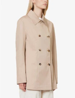 Toteme Collared Double-breasted Organic-cotton Jacket -VogueVibe Store R04183194 OVERCASTBEIGE ALT02