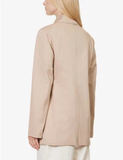 Toteme Collared Double-breasted Organic-cotton Jacket -VogueVibe Store R04183194 OVERCASTBEIGE ALT03