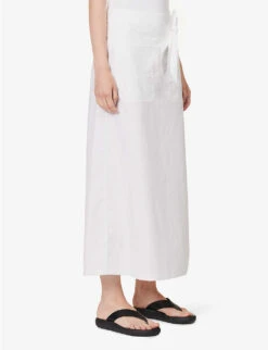 Toteme Belted Patch-pocket Organic-cotton Midi Skirt -VogueVibe Store R04183207 WHITE ALT02