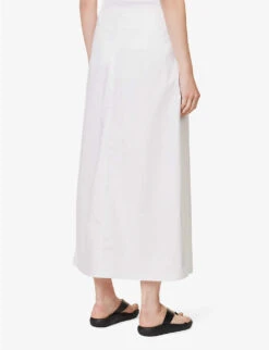 Toteme Belted Patch-pocket Organic-cotton Midi Skirt -VogueVibe Store R04183207 WHITE ALT03