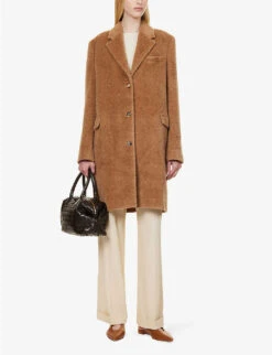 Toteme Textured Wool And Alpaca-blend Coat -VogueVibe Store R04183215 CHESTNUT ALT01