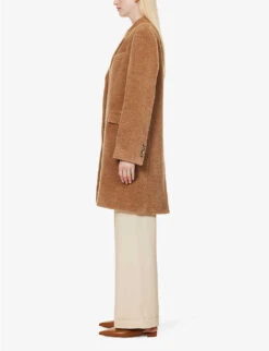 Toteme Textured Wool And Alpaca-blend Coat -VogueVibe Store R04183215 CHESTNUT ALT02