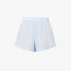 Youth Relaxed-fit High-rise Cotton-poplin Shorts -VogueVibe Store R04183797 BLUE M