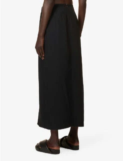 Bellagio Slim-fit Woven-blend Midi Skirt -VogueVibe Store R04183798 BLACK ALT03