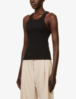 Lorne Ribbed Stretch-organic-cotton Top -VogueVibe Store R04183802 BLACK ALT02