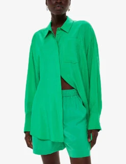 Whistles Nicola Elasticated-waist Woven Short -VogueVibe Store R04183992 GREEN ALT02