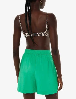 Whistles Nicola Elasticated-waist Woven Short -VogueVibe Store R04183992 GREEN ALT03