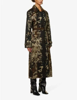 Acne Studios Otka Double-breasted Cow-print Cotton-twill Jacket -VogueVibe Store R04184375 DARKBROWN ALT02