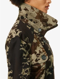 Acne Studios Otka Double-breasted Cow-print Cotton-twill Jacket -VogueVibe Store R04184375 DARKBROWN ALT04