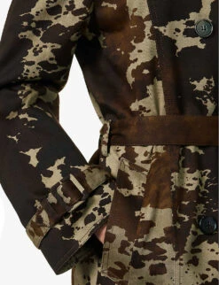 Acne Studios Otka Double-breasted Cow-print Cotton-twill Jacket -VogueVibe Store R04184375 DARKBROWN ALT05