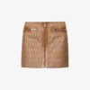 Versace Monogram Slim-fit Woven Mini Skirt -VogueVibe Store R04185112 BROWNBEIGE M