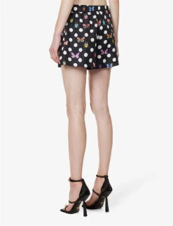 Versace Graphic-pattern Mid-rise Silk Shorts -VogueVibe Store R04185121 BLACKMULTICOLOR ALT03
